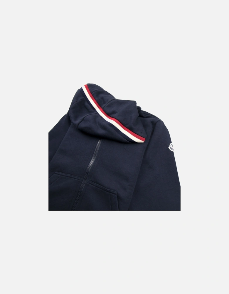 Junior Striped Hood Zip Up Jacket Navy