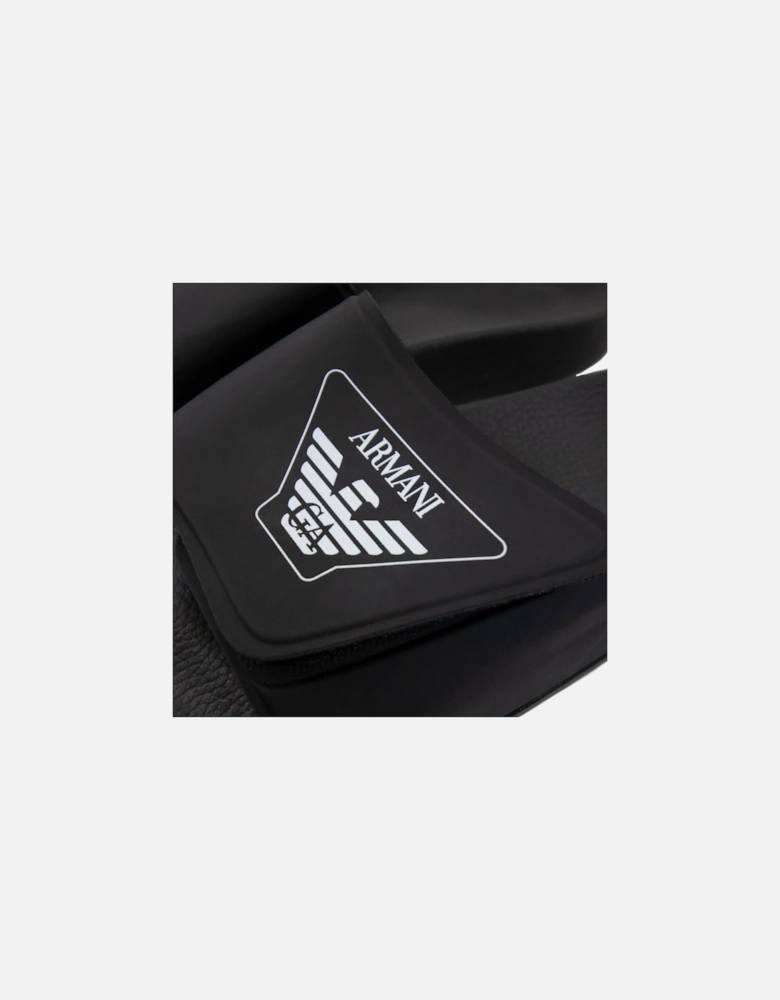 Junior Logo Leather Sliders Black