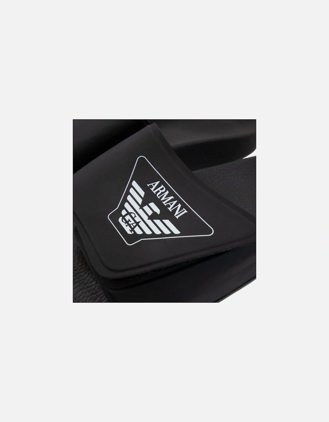 Junior Logo Leather Sliders Black