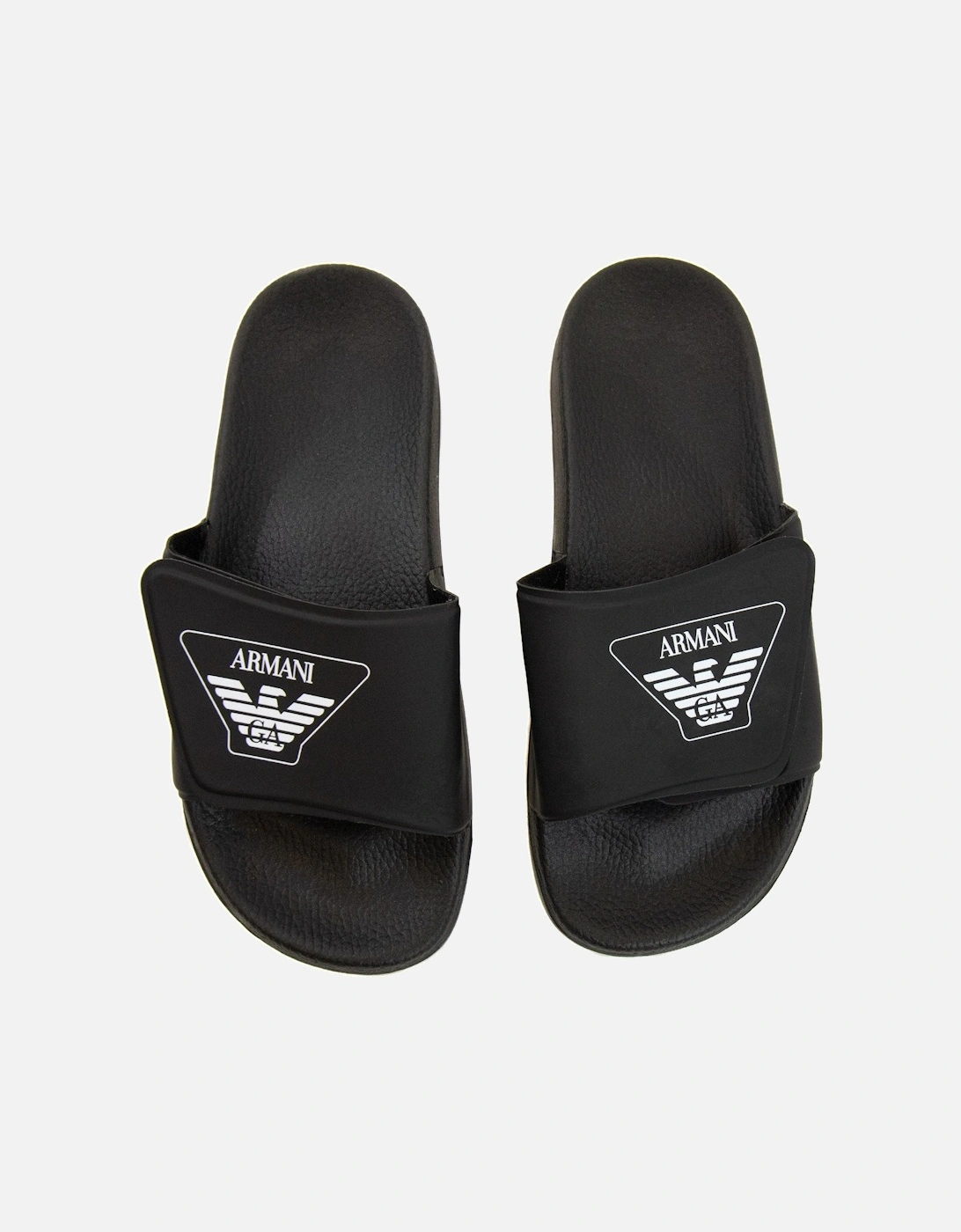 Junior Logo Leather Sliders Black