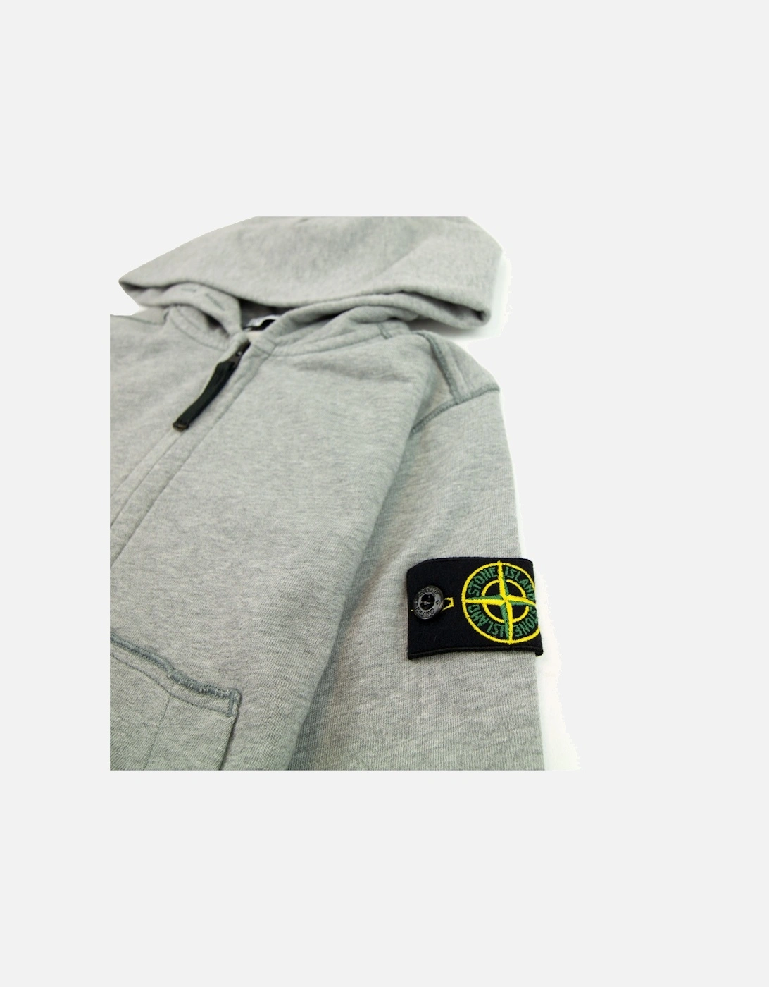 Junior Patch Logo Zip Up Hoodie Light Grey V1064