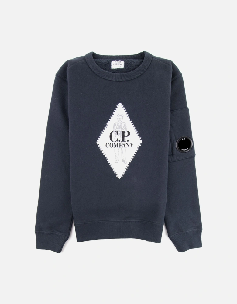 C.P. Company Undersixteen Diamond Logo Lens Sweatshirt Navy 888