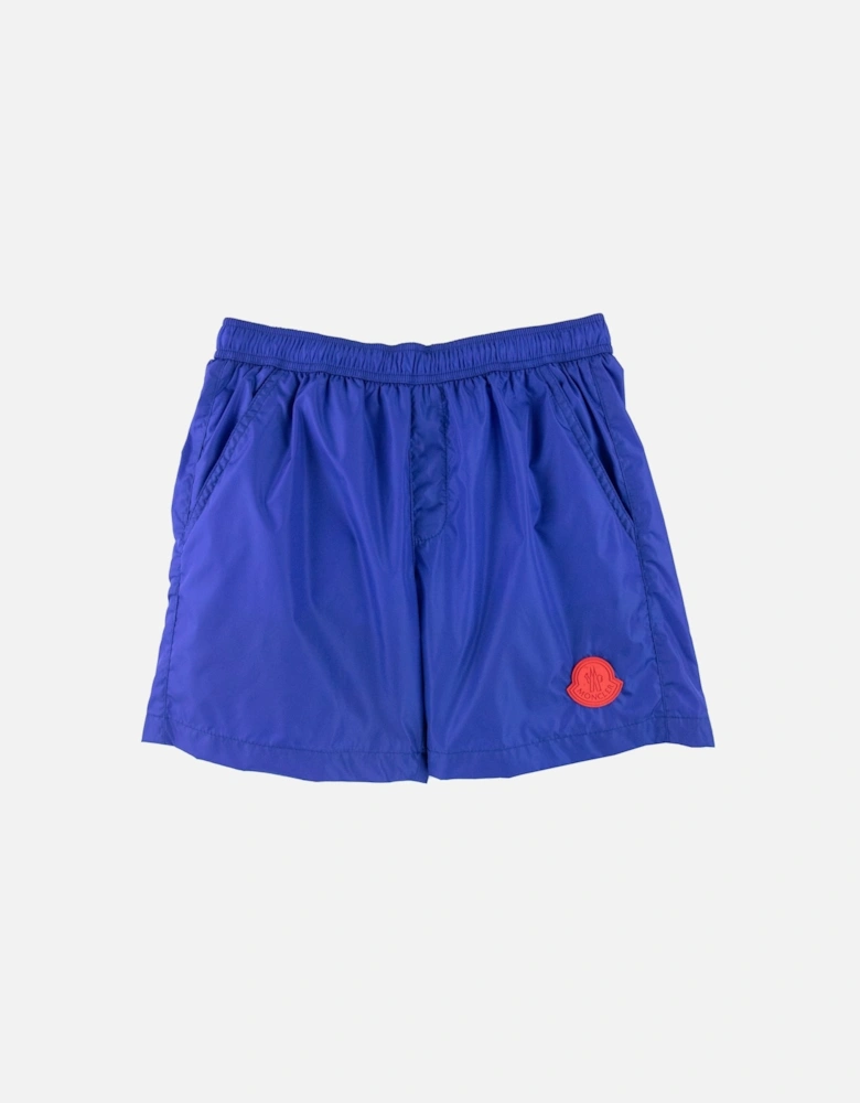 Junior Mare Rubber Logo Swim Shorts Electric Blue