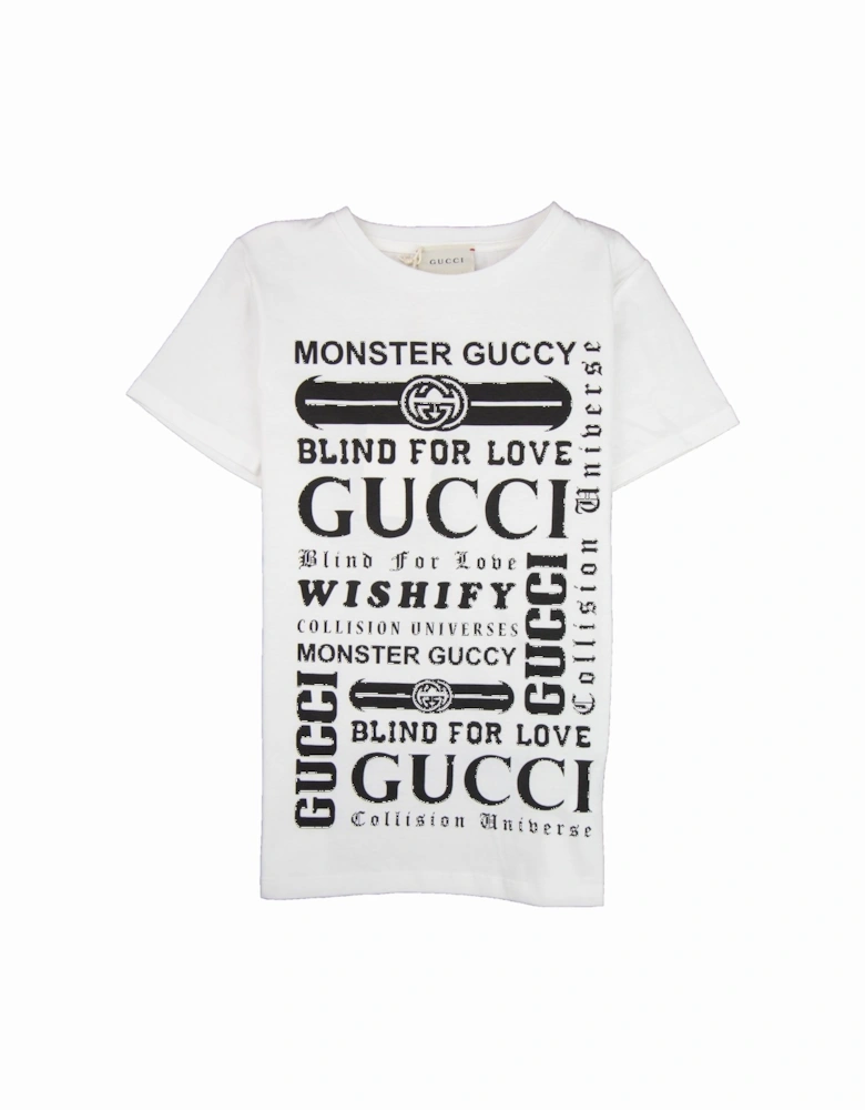 Junior Logomania Print T-shirt Cream/Black 9024