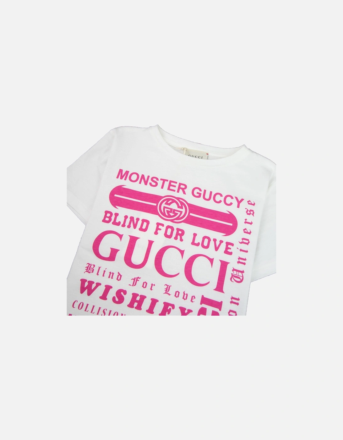 Junior Logomania Print T-shirt Cream/Pink 9473