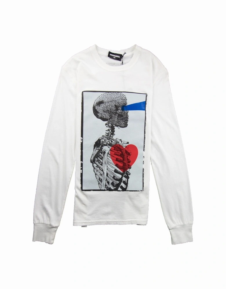 Kids Long Sleeve X-Ray Heart T-Shirt White