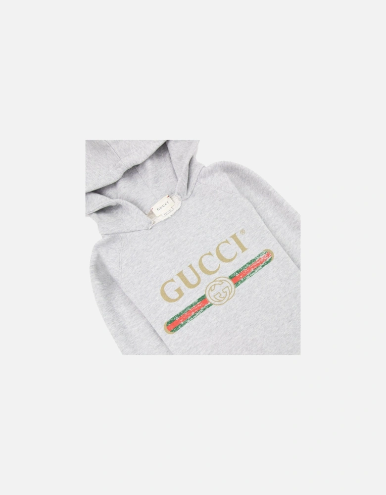 Junior Logo Print Hooded Sweatshirt Grey 1676