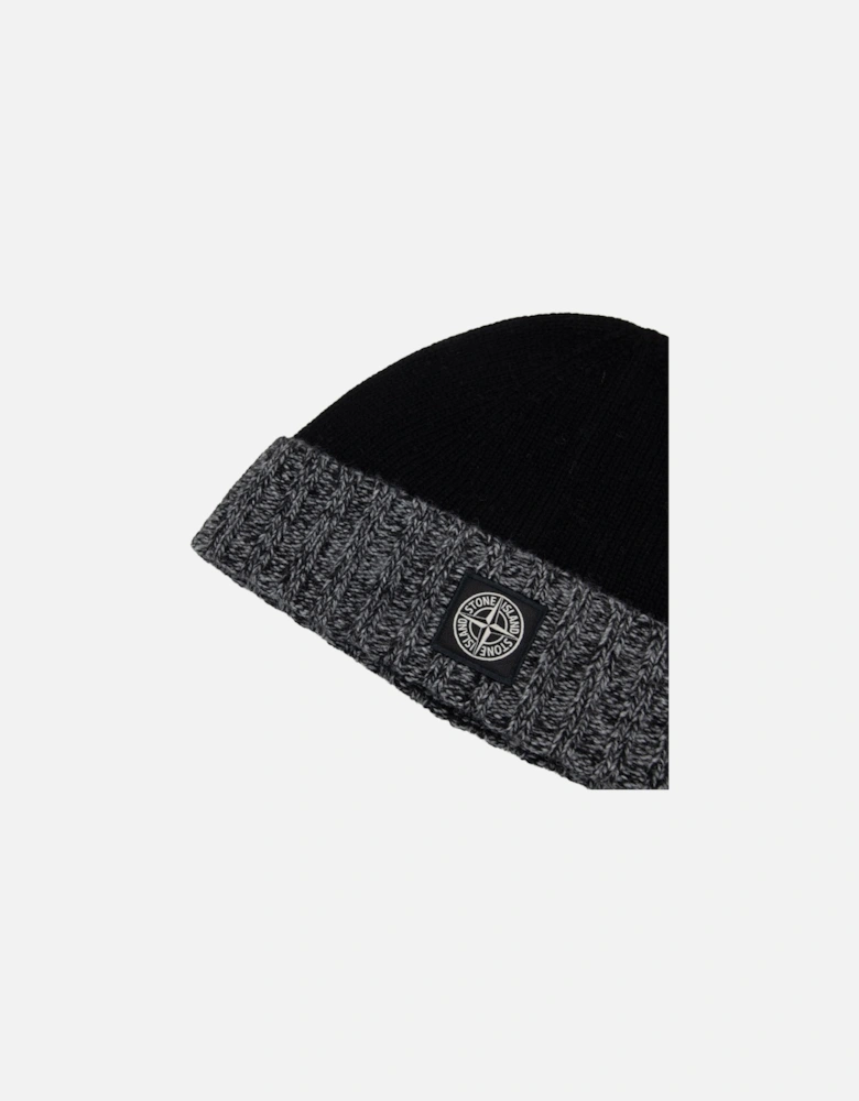 Junior N05z8 Wool Melagne Cuff Beanie Black V0029