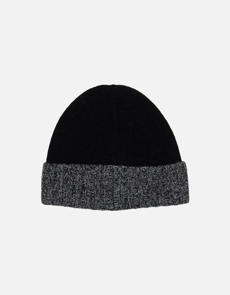 Junior N05z8 Wool Melagne Cuff Beanie Black V0029