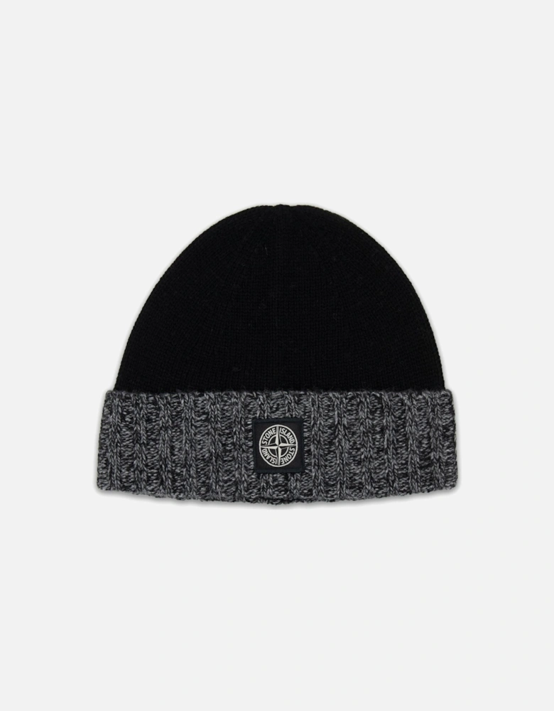Junior N05z8 Wool Melagne Cuff Beanie Black V0029