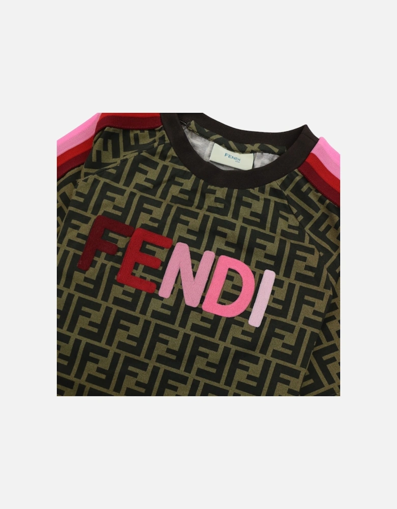 Kids Monogram Logo Detail T Shirt Brown/Pink