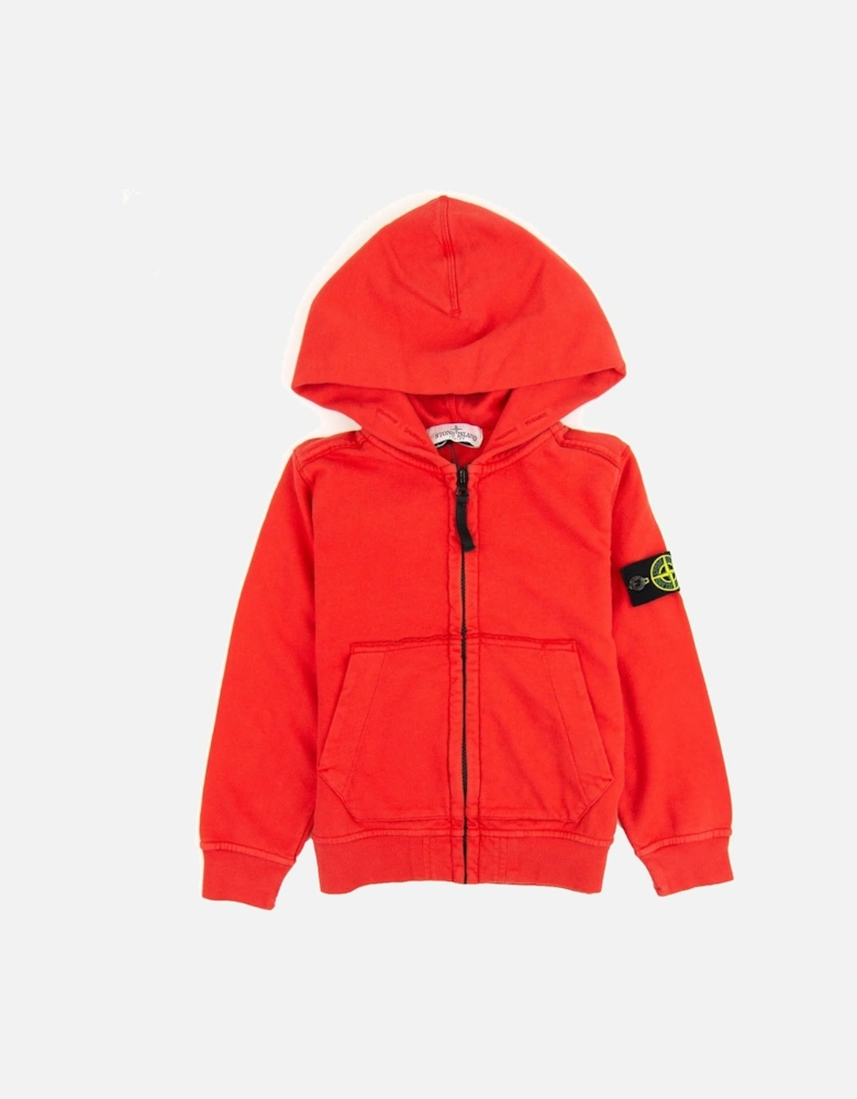 Junior Patch Logo Zip Up Hoodie Red V0010