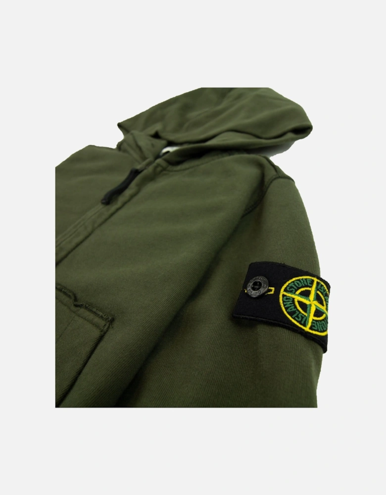 Junior Patch Logo Zip Up Hoodie Khaki V0059