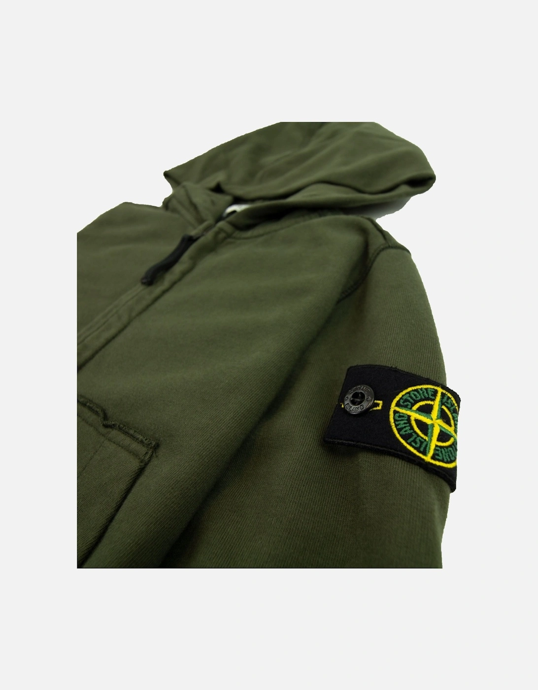 Junior Patch Logo Zip Up Hoodie Khaki V0059