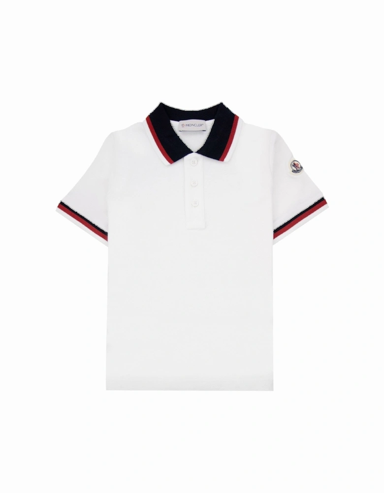Junior Tricolor Trimmed Cotton Polo White 034