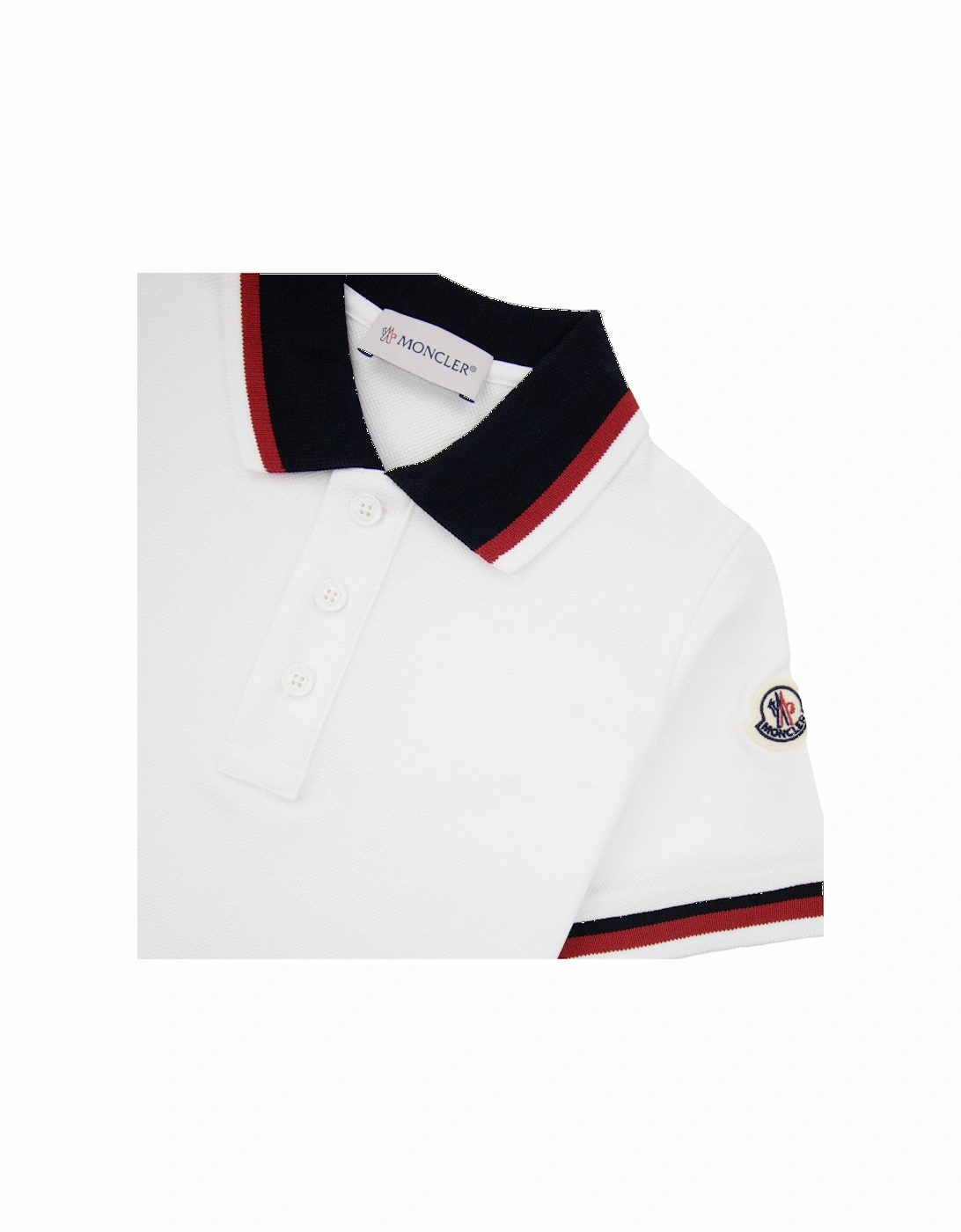 Junior Tricolor Trimmed Cotton Polo White 034