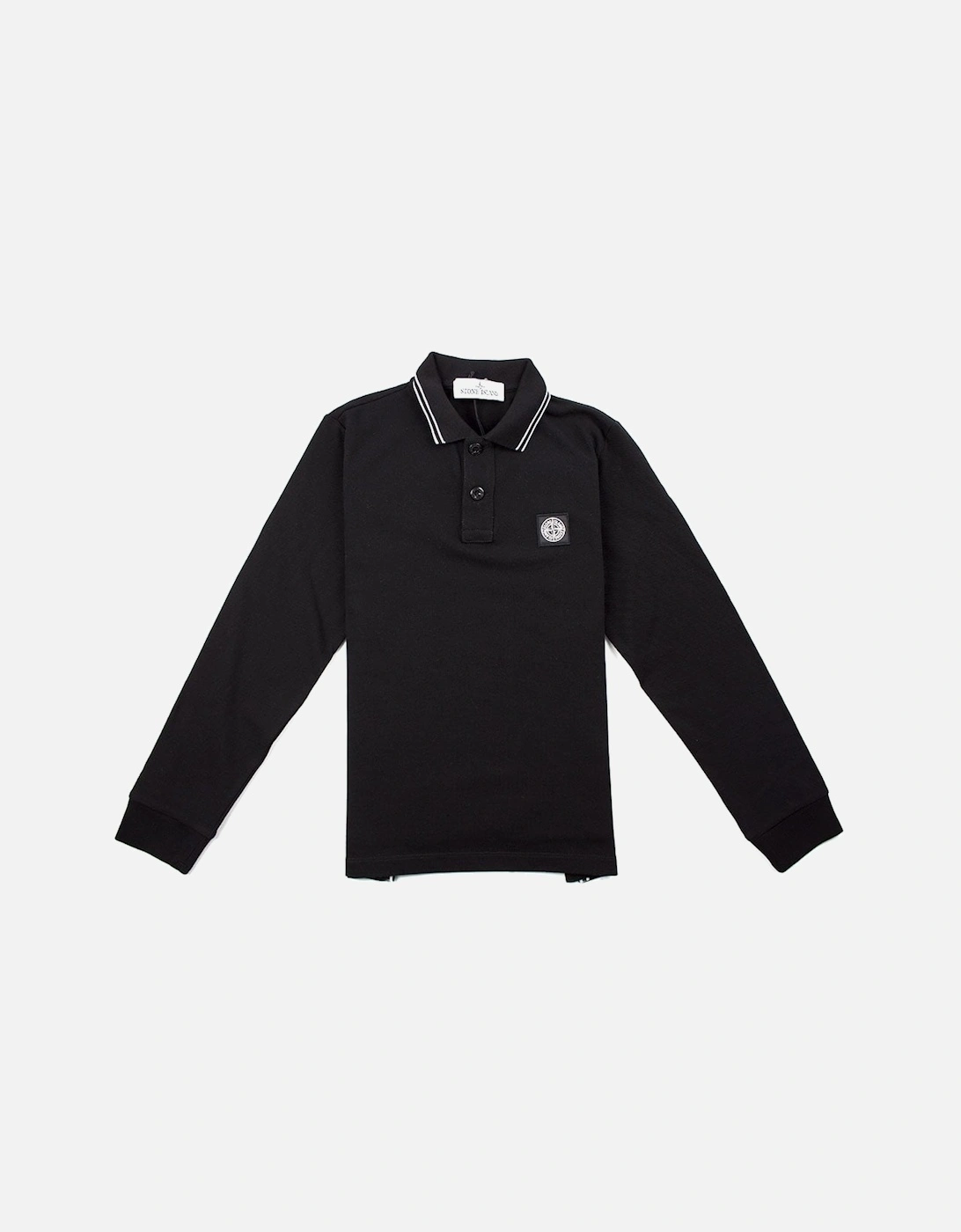 Junior Twin Tipped Long Sleeve Polo Black, 3 of 2
