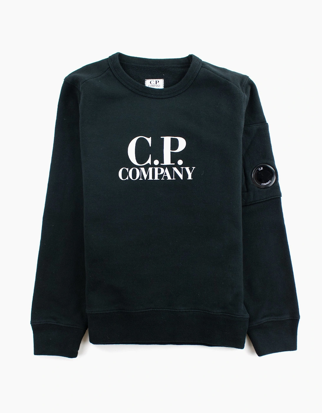 Cp Company Undersixteen Basic Lens Crewneck Sweatshirt Black 999 - Size: 4 years