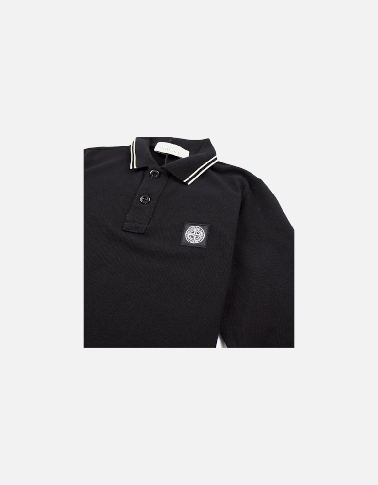 Junior Twin Tipped Long Sleeve Polo Black