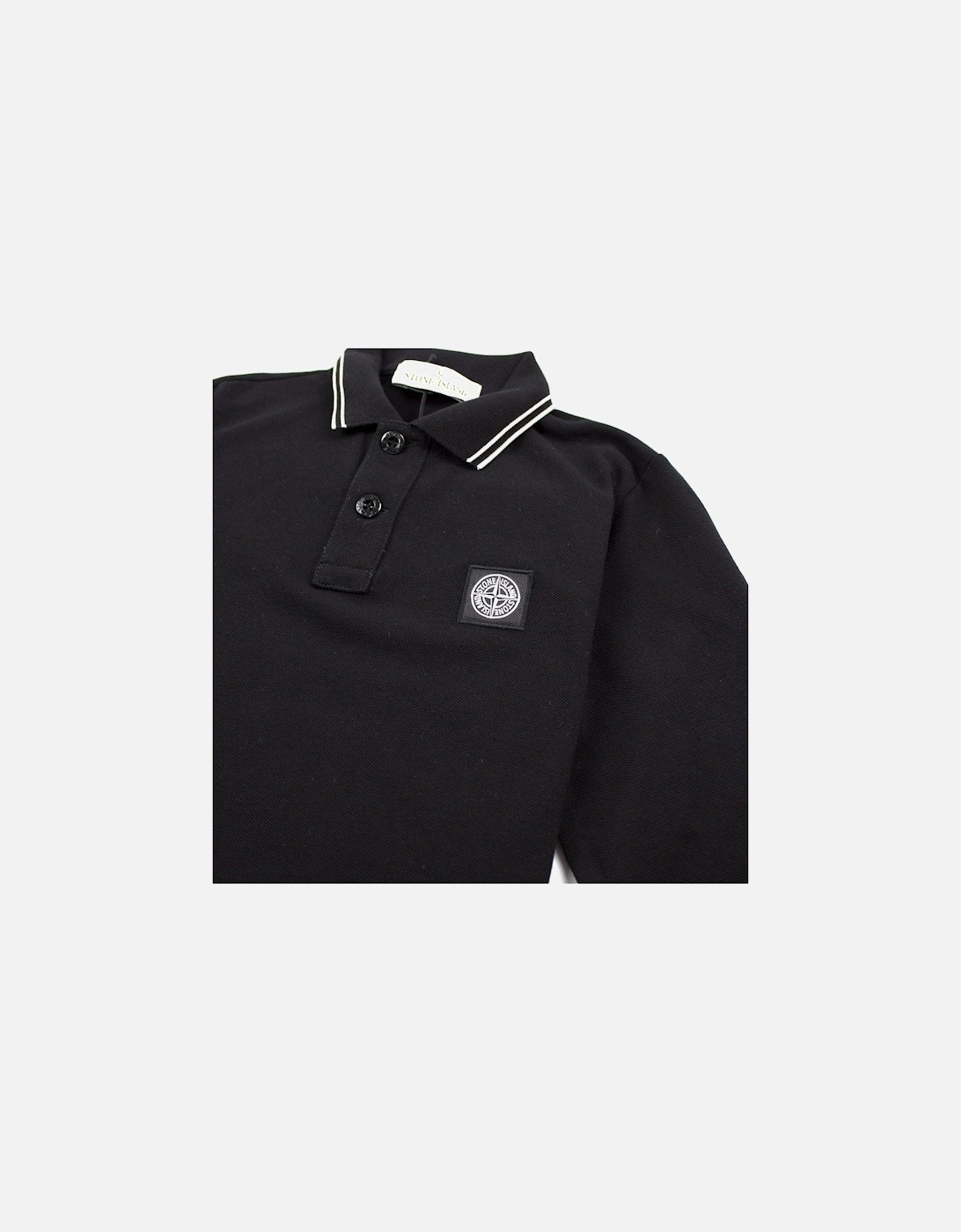 Junior Twin Tipped Long Sleeve Polo Black