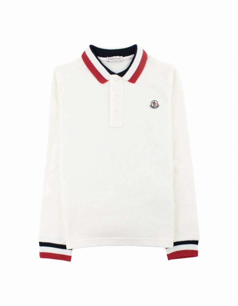 Junior Long Sleeve Polo Shirt White