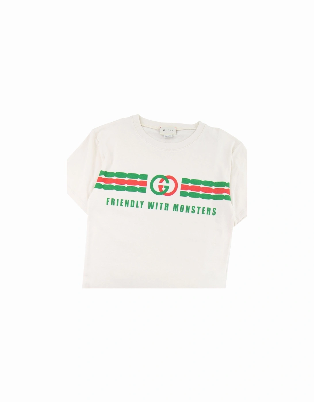 Junior Interlocking G Print Cotton T-shirt Cream