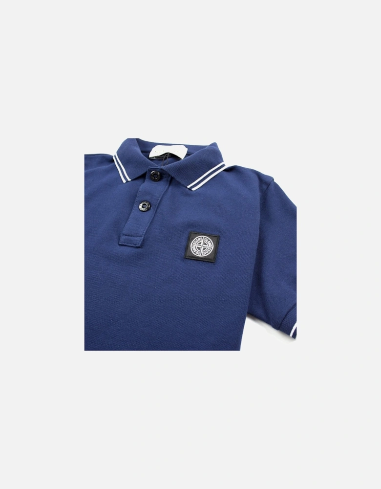 Junior Twin Tipped Short Sleeve Polo Blue