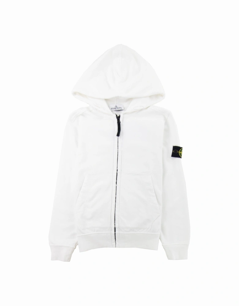 Junior Patch Logo Zip Up Hoodie White V0001