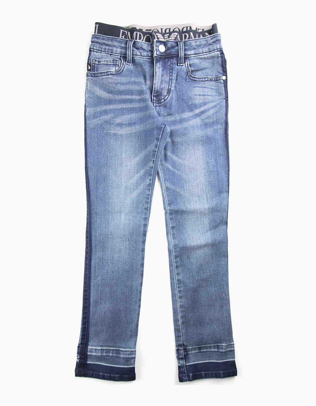 Boy's Emporio Armani Jnr Waistband Denim Jean - Blue - Size: 12 years