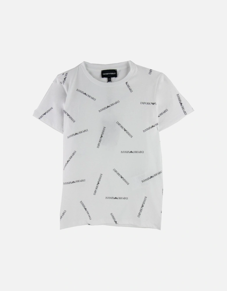 Jnr All Over Print T Shirt White F112