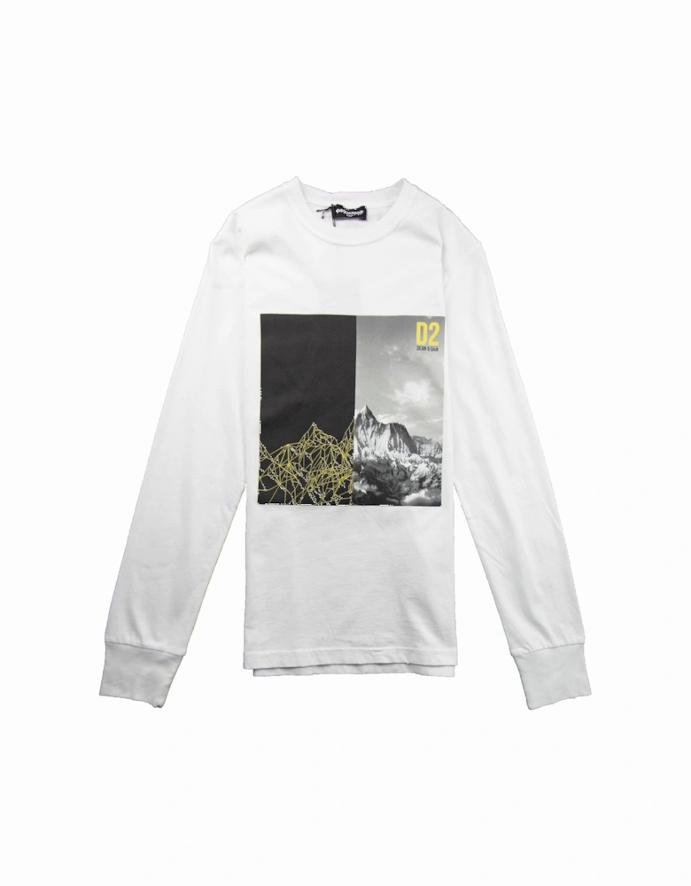 Kids Long Sleeve Mountain T-shirt White