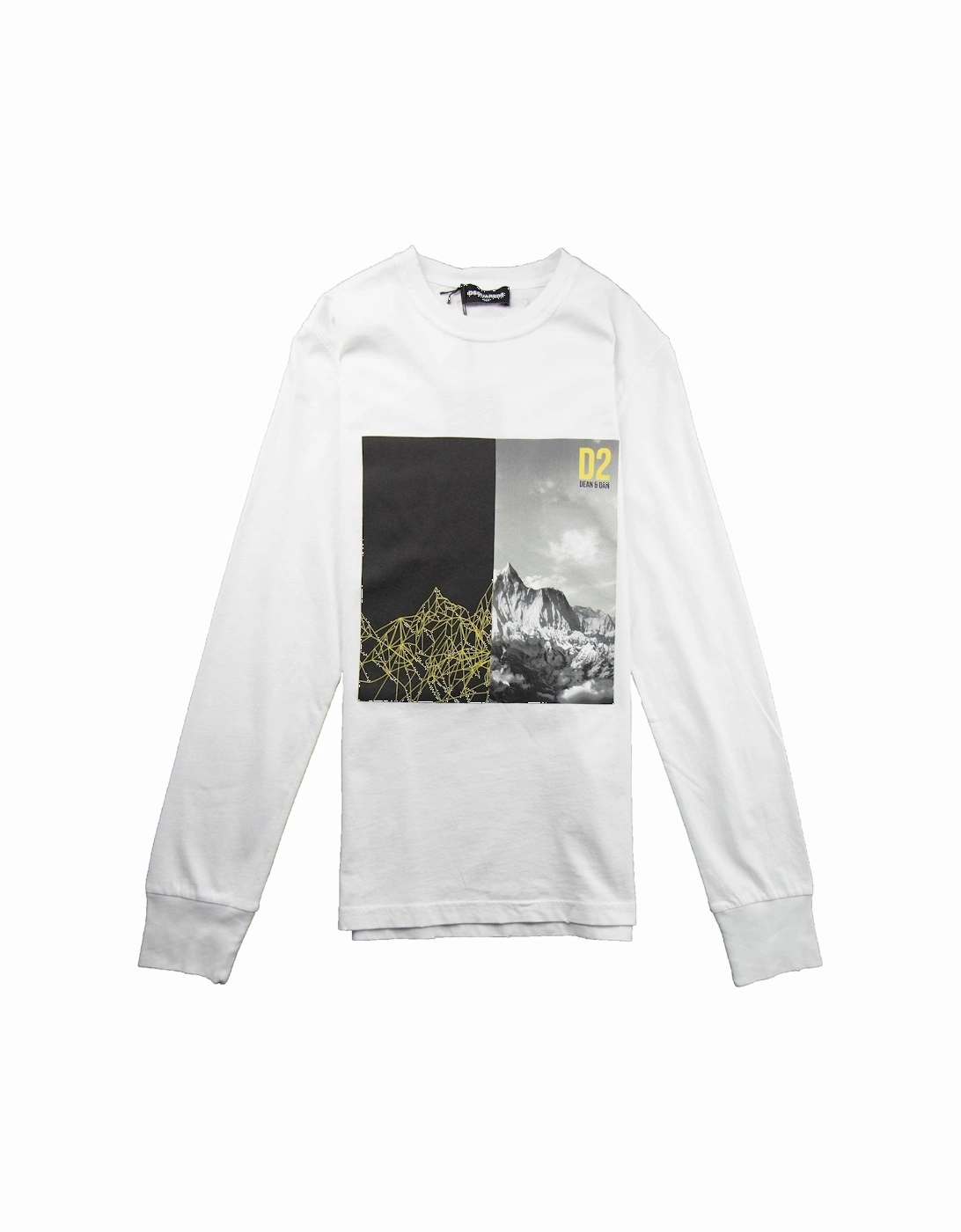 Kids Long Sleeve Mountain T-shirt White, 3 of 2