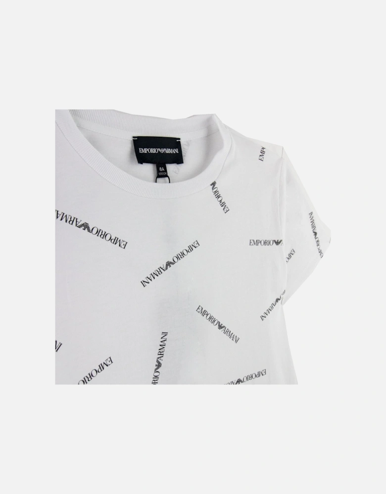 Jnr All Over Print T Shirt White F112