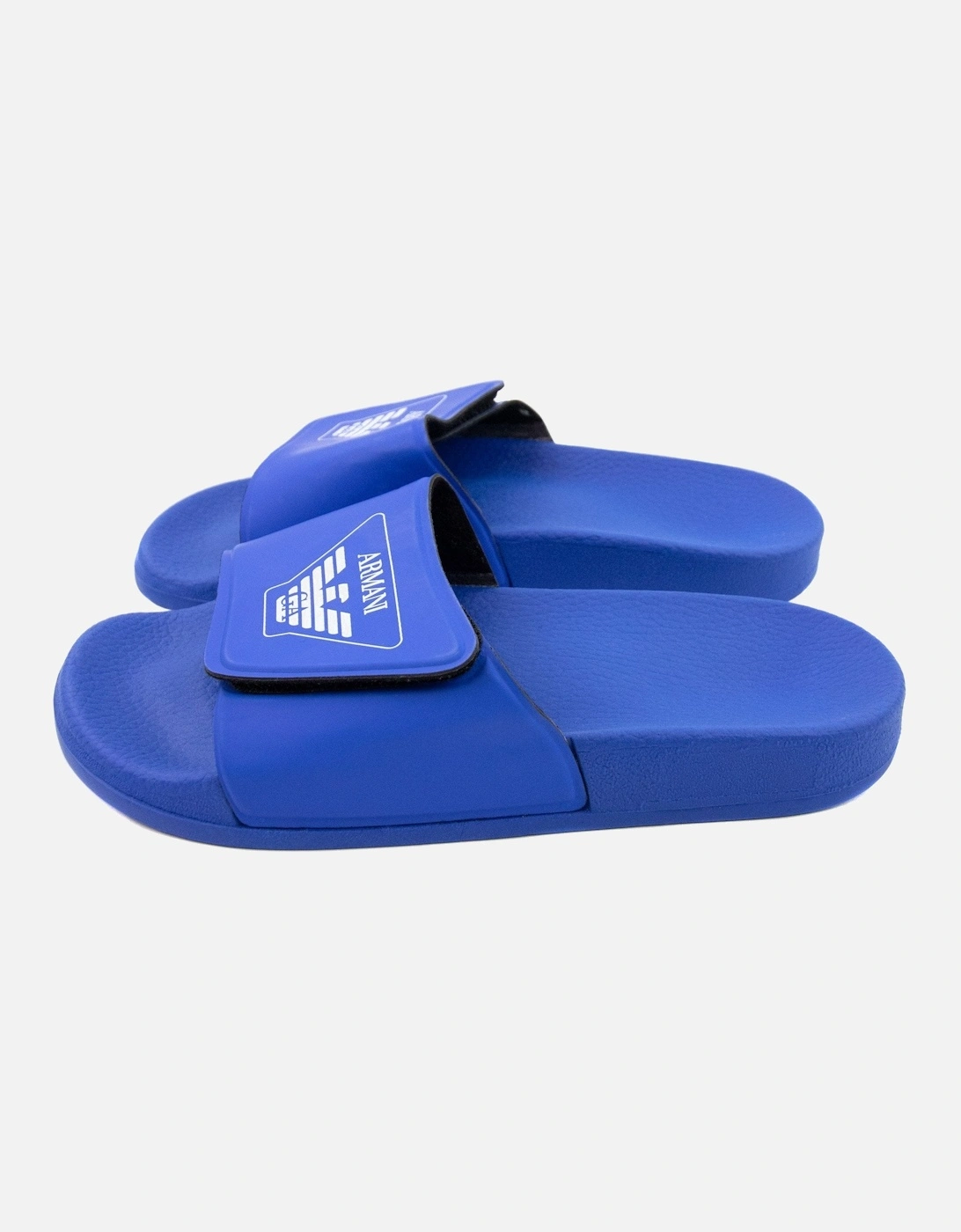 Junior Logo Leather Sliders Royal Blue, 4 of 3