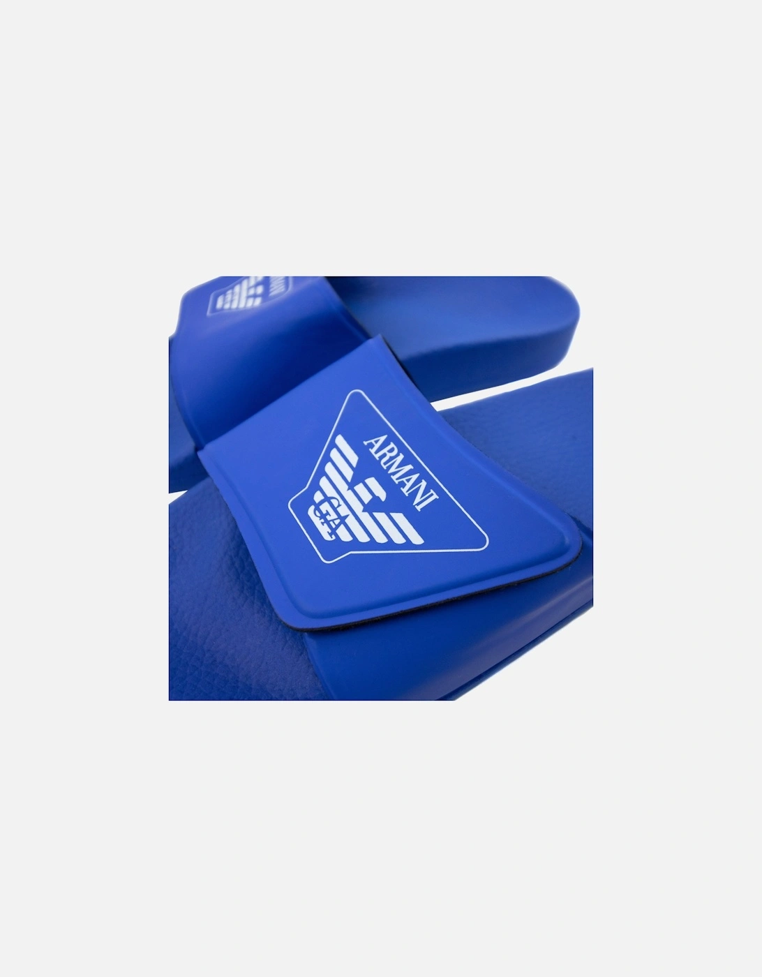 Junior Logo Leather Sliders Royal Blue