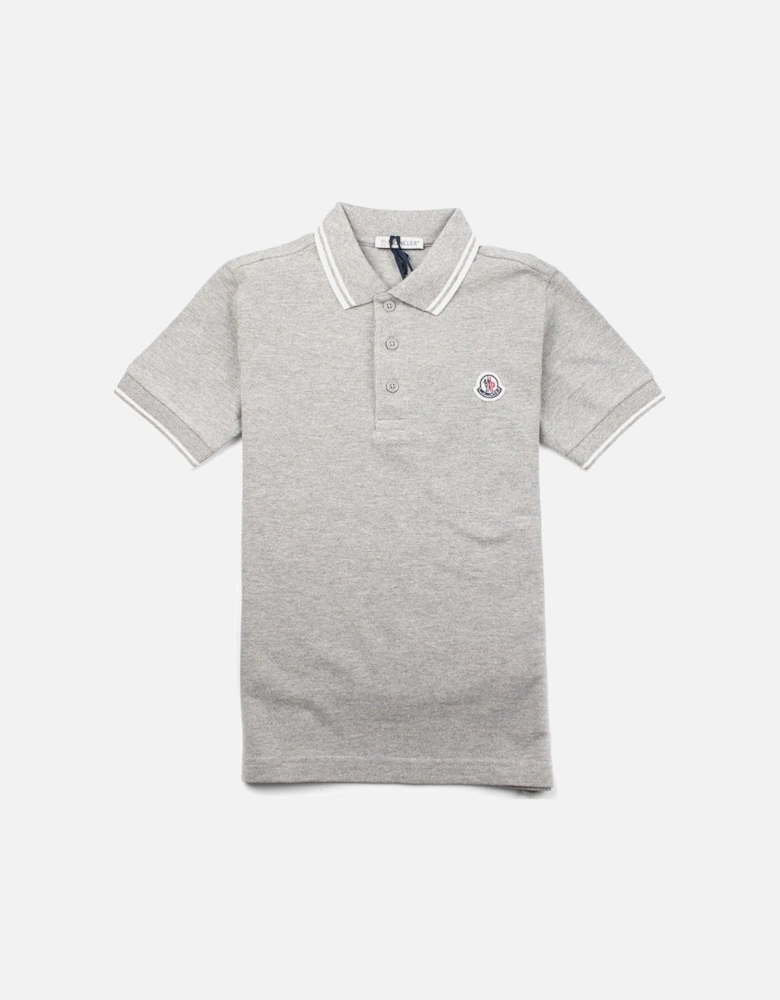 Junior Twin Tipped Short Sleeve Polo Grey/White