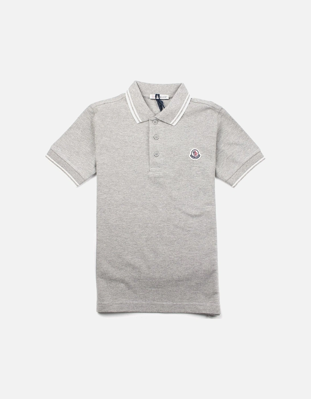 Junior Twin Tipped Short Sleeve Polo Grey/White, 3 of 2