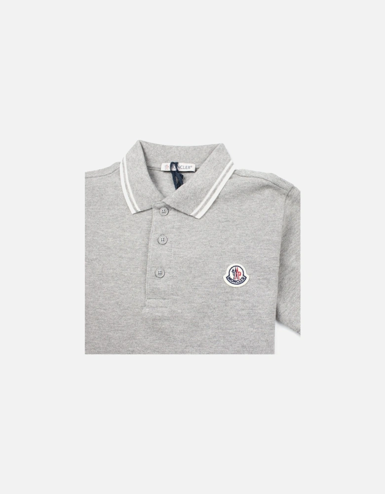 Junior Twin Tipped Short Sleeve Polo Grey/White