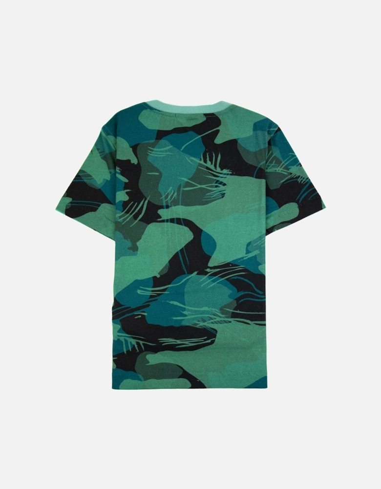 Junior Jungle Camo Crewneck T Shirt Emerald Green V0056