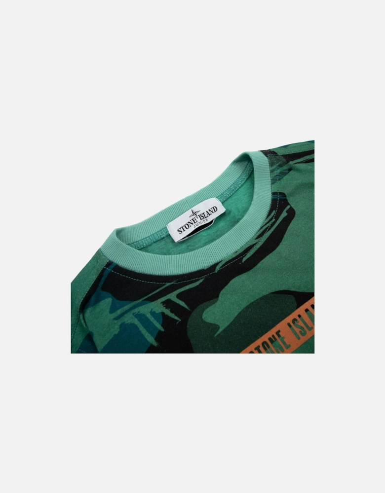 Junior Jungle Camo Crewneck T Shirt Emerald Green V0056