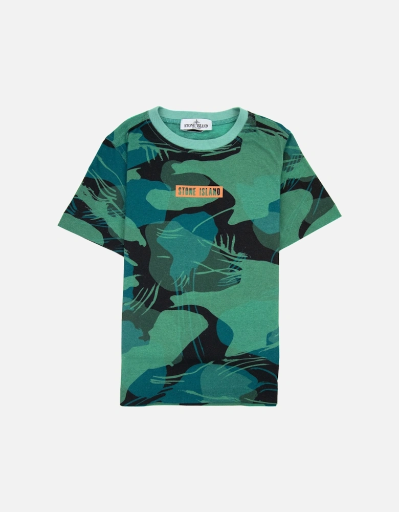 Junior Jungle Camo Crewneck T Shirt Emerald Green V0056