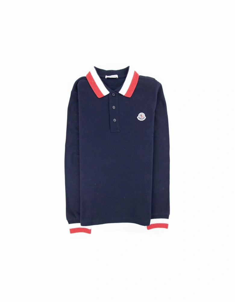 Junior Long Sleve Polo Shirt Navy 742