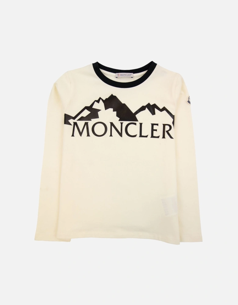 Junior Alpine Print Logo L/s T Shirt White 034