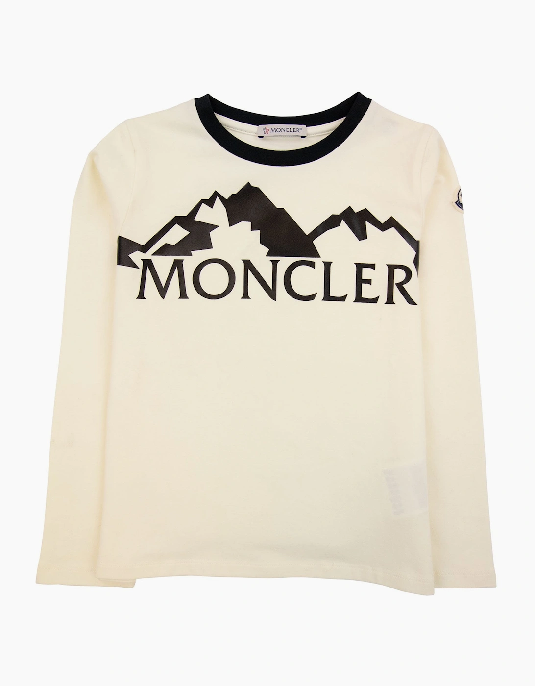 Moncler Unisex White Junior Alpine Print Logo L/S T Shirt 034  8Y Kids