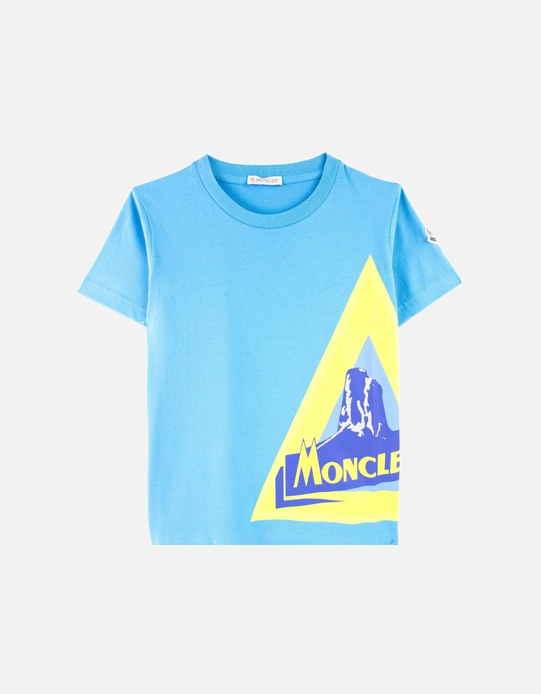 Junior Mountain Print Logo T Shirt Blue/yellow, 3 of 2