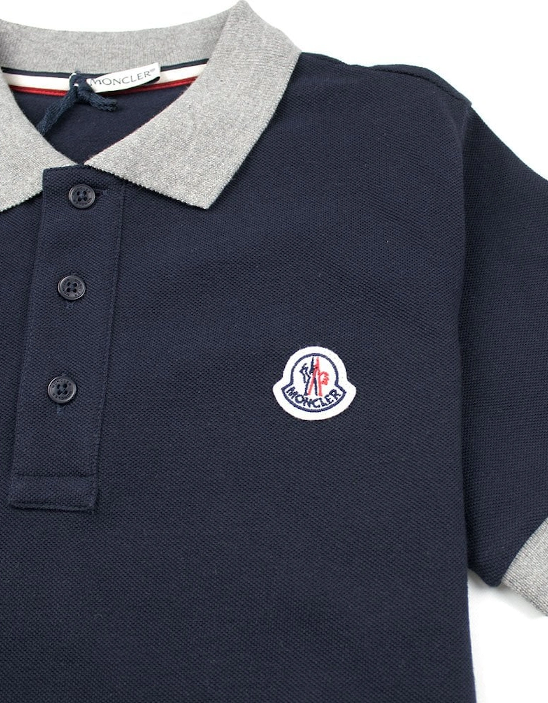 Junior Contrast Collar Short Sleeve Polo Shirt Navy/Grey