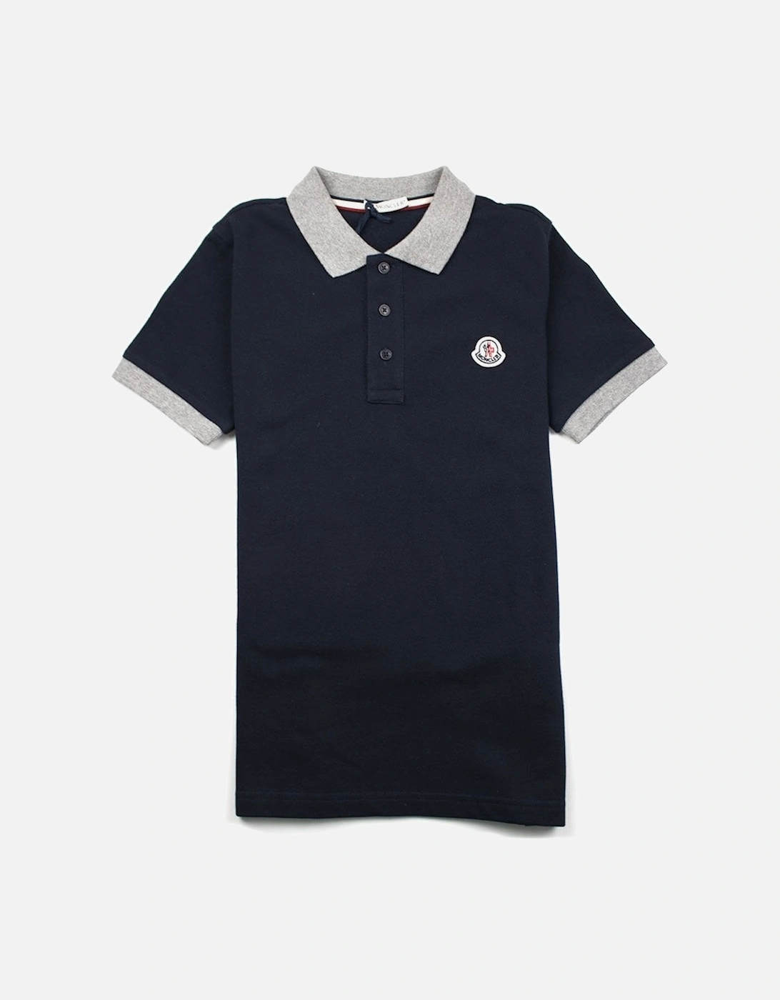 Junior Contrast Collar Short Sleeve Polo Shirt Navy/Grey, 3 of 2