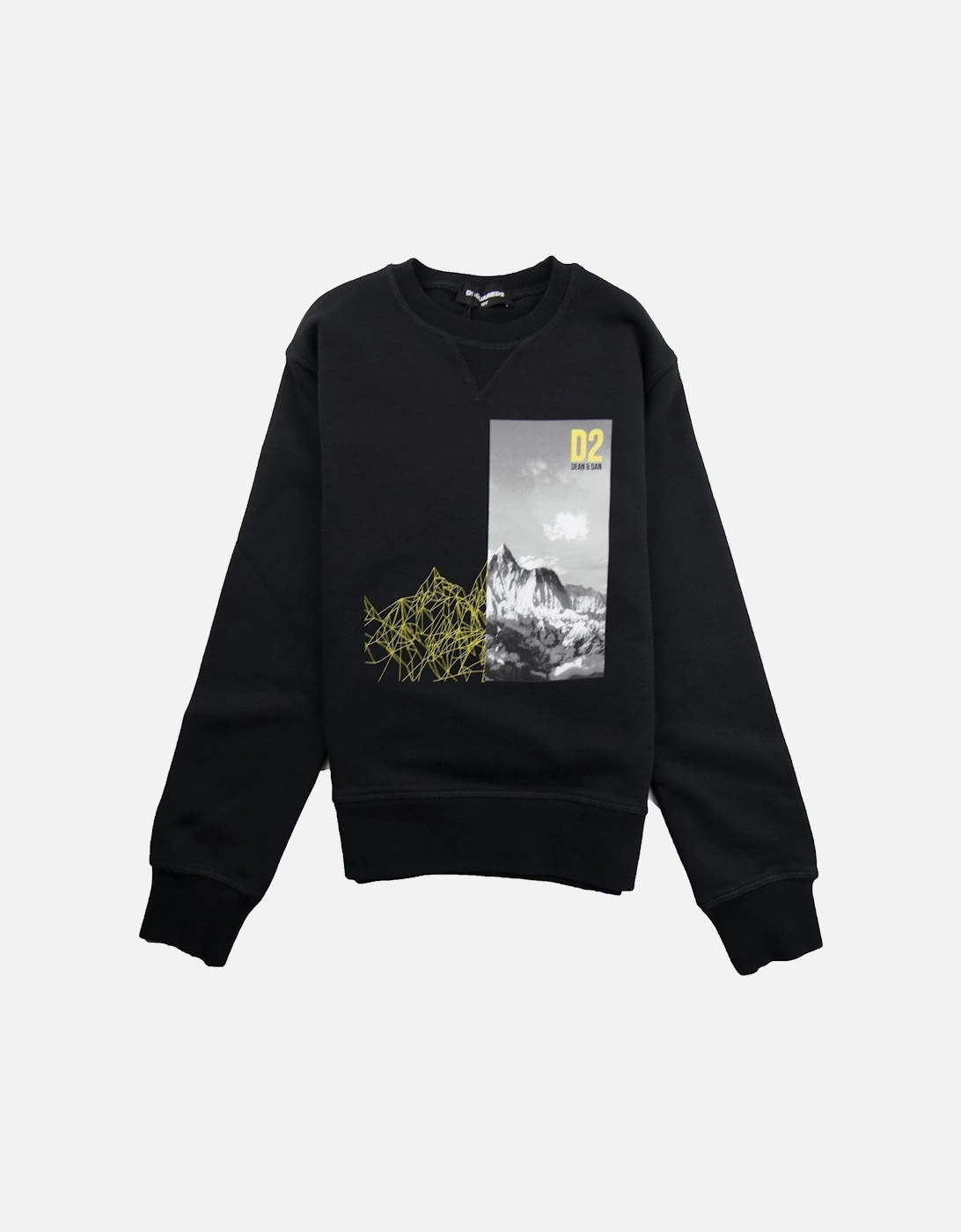 Kids Mountain Print Sweatshirt Black, 3 of 2