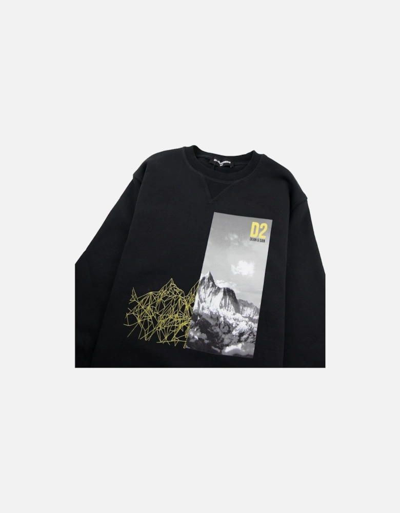 Kids Mountain Print Sweatshirt Black