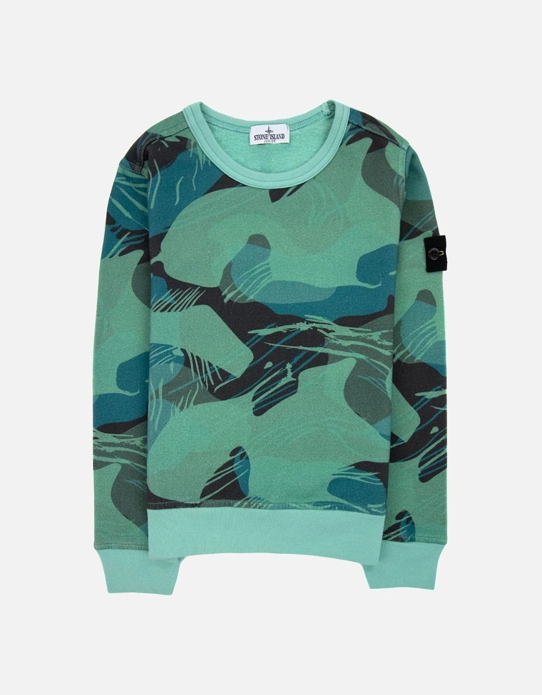 Junior 63320 Jungle Camouflage All Over Print Sweatshirt Emerald Green V0056, 5 of 4